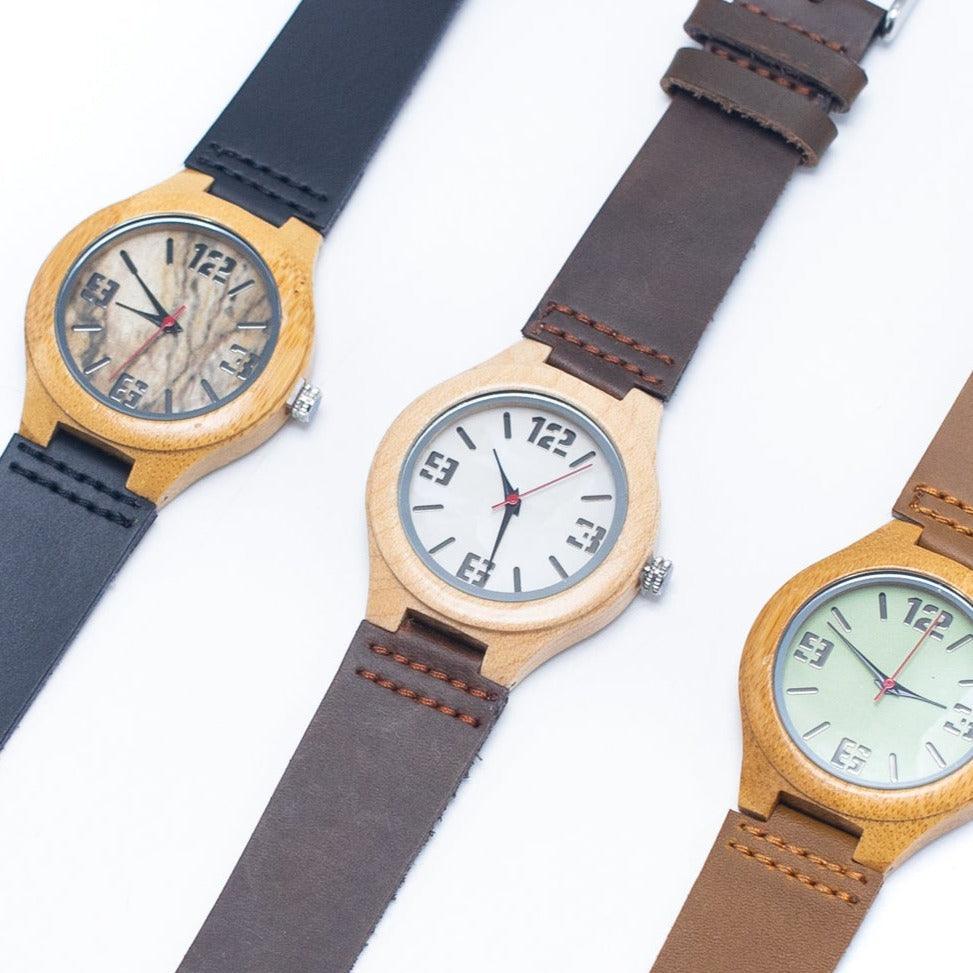 Bamboo Watch Eco Natural Leather Strap WA-327-2