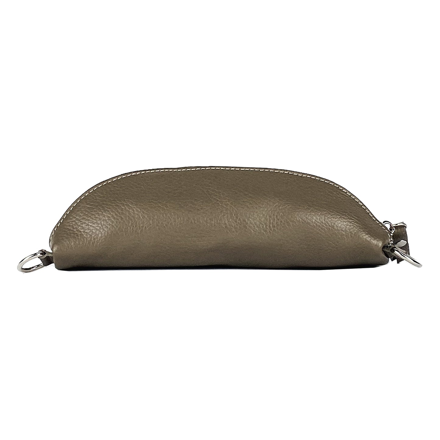 RB1015AQ | Marsupio con tracolla removibile in Vera Pelle Made in Italy. Attacchi con moschettoni in metallo Nickel Lucido - Colore Taupe - Dimensioni: 24 x 14 x 7-3