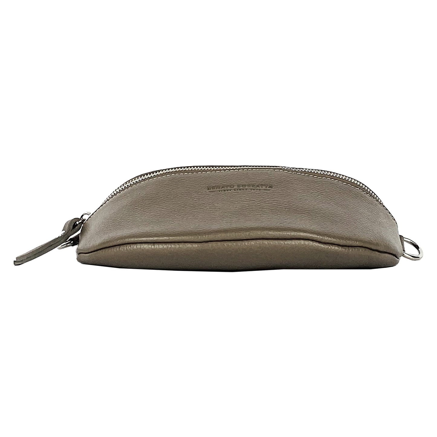 RB1015AQ | Marsupio con tracolla removibile in Vera Pelle Made in Italy. Attacchi con moschettoni in metallo Nickel Lucido - Colore Taupe - Dimensioni: 24 x 14 x 7-4
