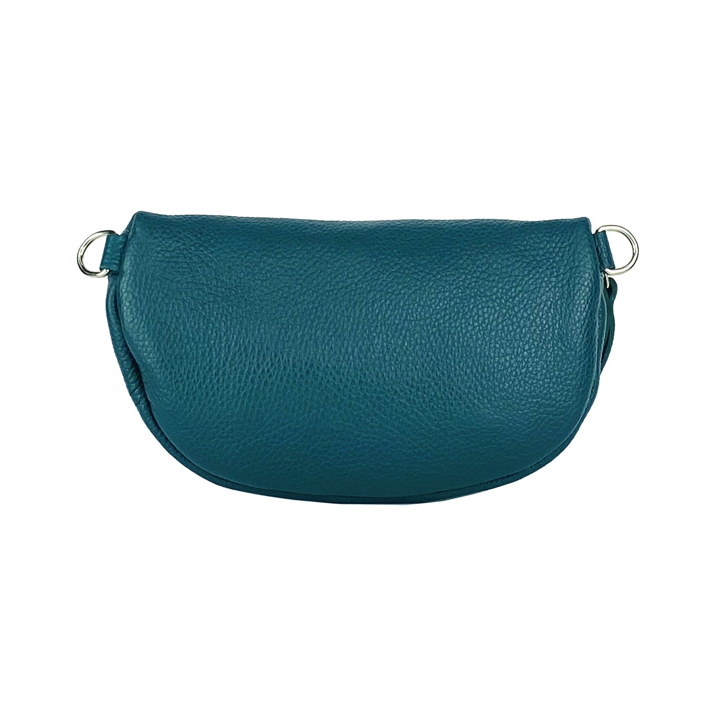 RB1015BZ | Marsupio con tracolla removibile in Vera Pelle Made in Italy. Attacchi con moschettoni in metallo Nickel Lucido - Colore Ottanio - Dimensioni: 24 x 14 x 7-2