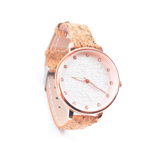 Rose gold womens watch - faux leather straps WA-435-0