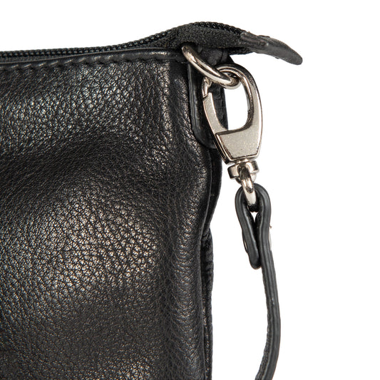 K0013AB | Tracollina Donna in Vera Pelle pieno fiore, con leggera grana. Tracolla removibile. Accessori Nickel Lucido. Colore Nero. Dimensioni: cm 20 x 10,5 x 2. Confezione: Sacchetto Tnt-1