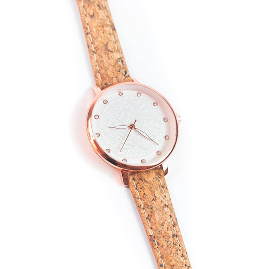 Rose gold womens watch - faux leather straps WA-435-1